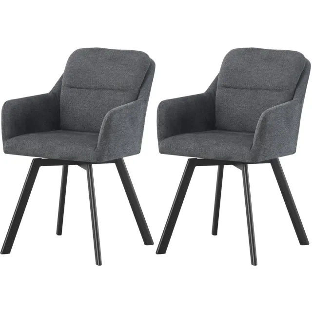 Furnilux Sophie eetkamerstoel antraciet set van 2 - Moderne fauteuils met metalen frame - 53cm blanc