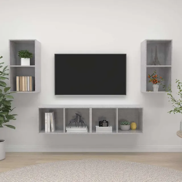 vidaXL Tv-wandmeubelen 4 st bewerkt hout betongrijs grijs, foto 2