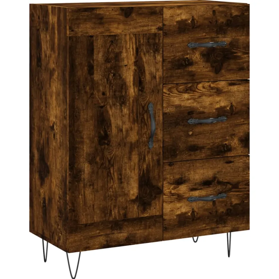 vidaXL Dressoir 69,5x34x90 cm bewerkt hout gerookt eikenkleurig, foto 3