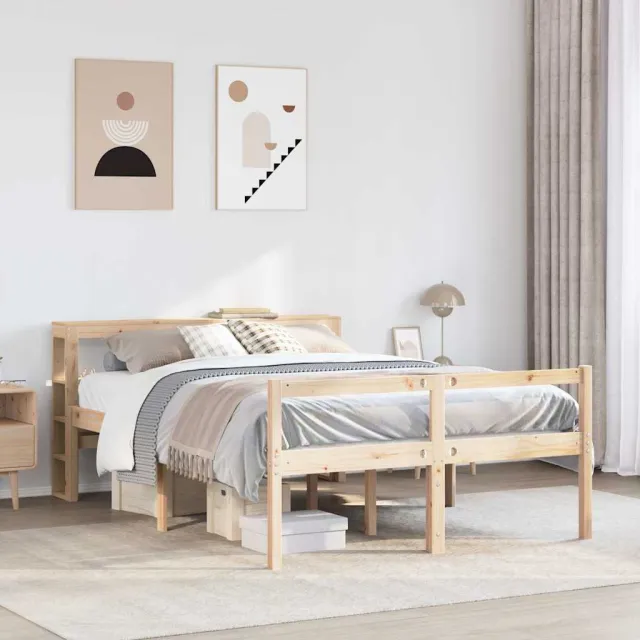 vidaXL Bedframe 2 st Naturel 120 x 200 cm Massief Vurenhout Bruin