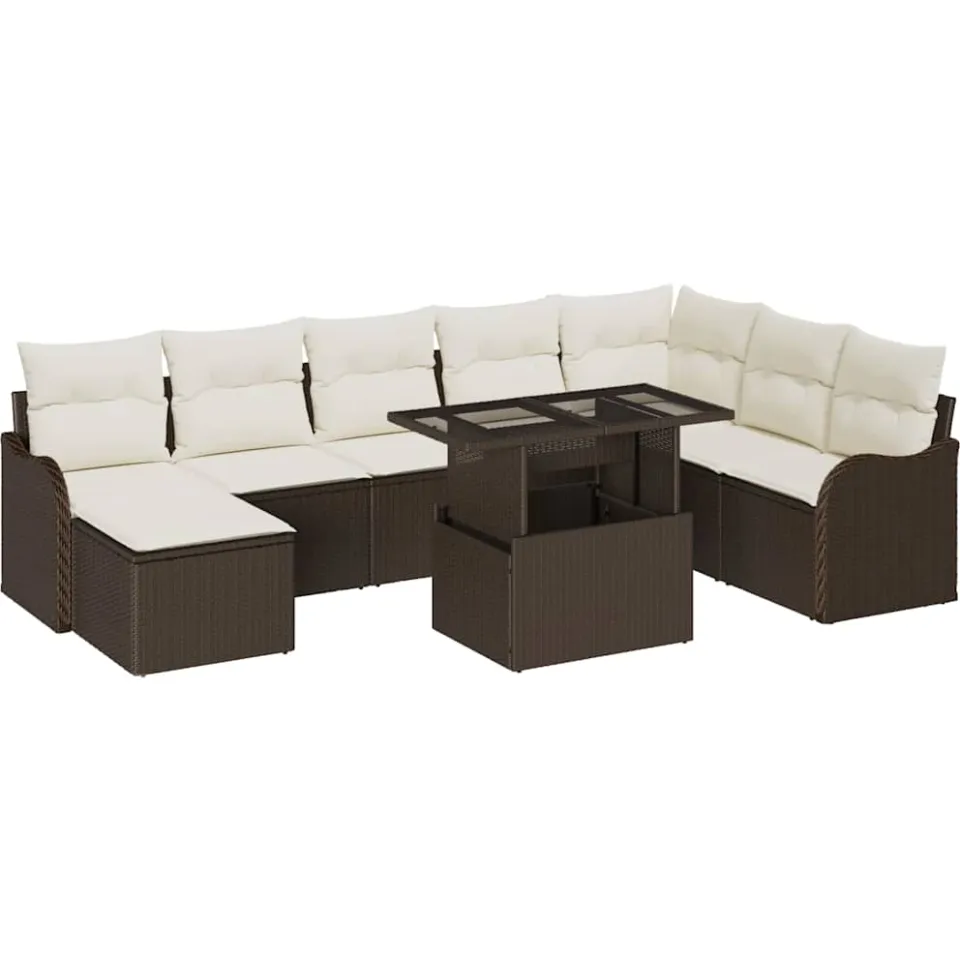 vidaXL Tuin Sofa Set 9 st Bruin [Synthetisch]: Poly Rattan