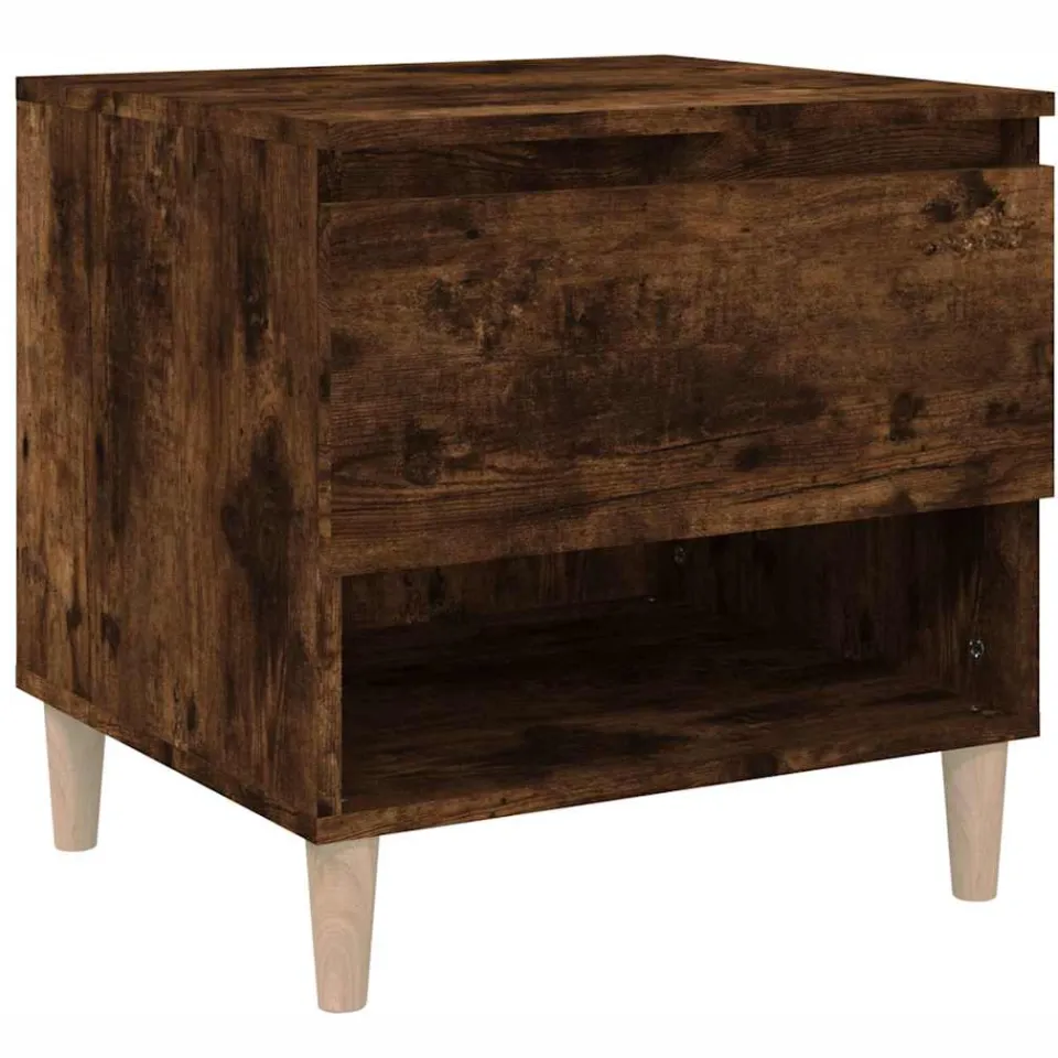 vidaXL Nachtkastje 50x46x50 cm bewerkt hout gerookt eikenkleurig Bruin