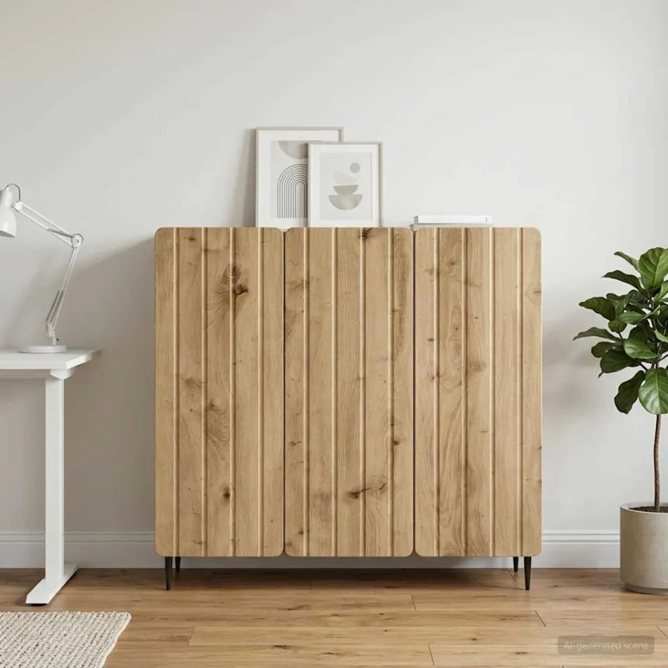 vidaXL Dressoir Artisanaal eiken 89 x 34,5 x 82 cm Bewerkt hout, foto 3