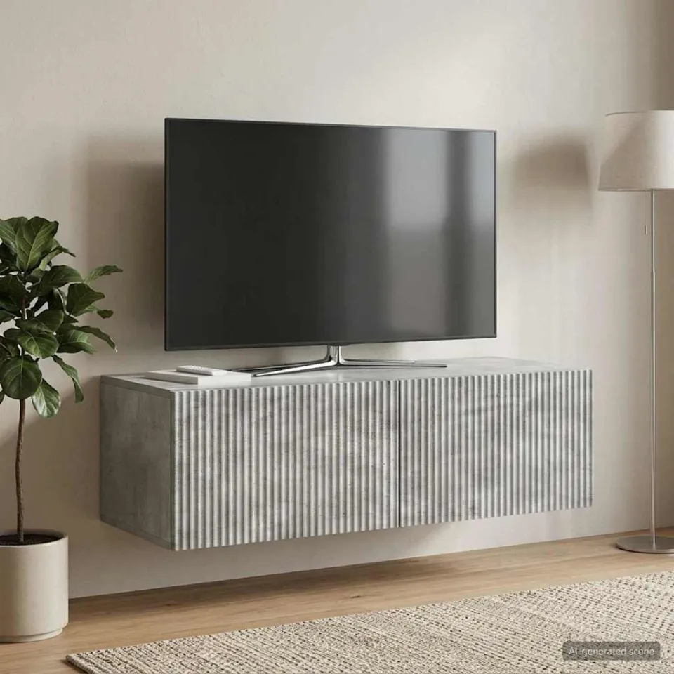 vidaXL Wandbeugel TV-kast 98 x 41 x 30 cm Betongrijs Bewerkt hout grijs, foto 4