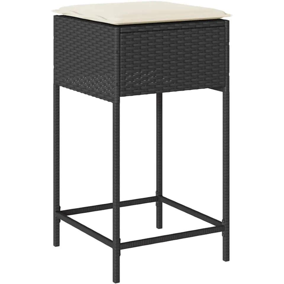 vidaXL 7-delige Tuinbarset met kussens poly rattan zwart, foto 4