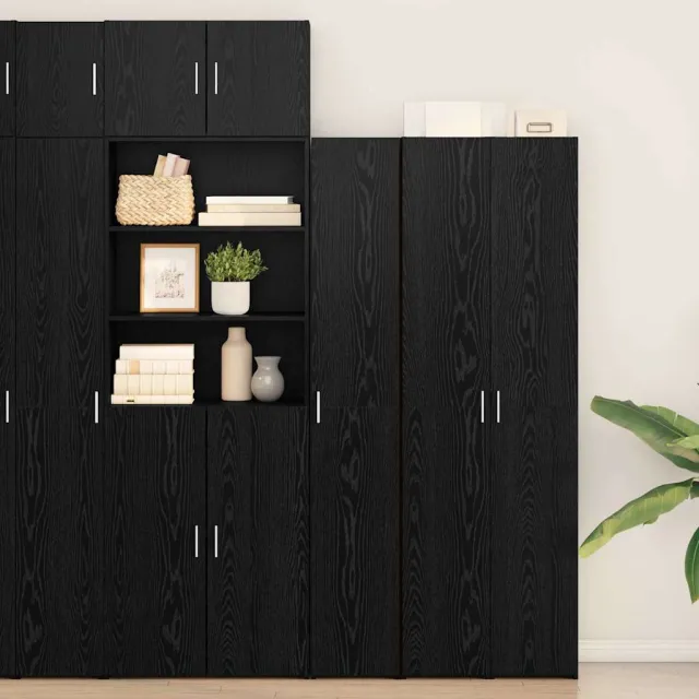 vidaXL Hoge kast Zwart Eiken 30 x 42,5 x 185 cm