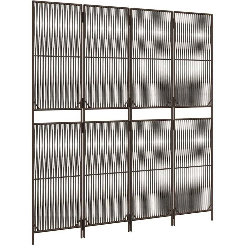 vidaXL Kamerscherm 4 panelen poly rattan bruin