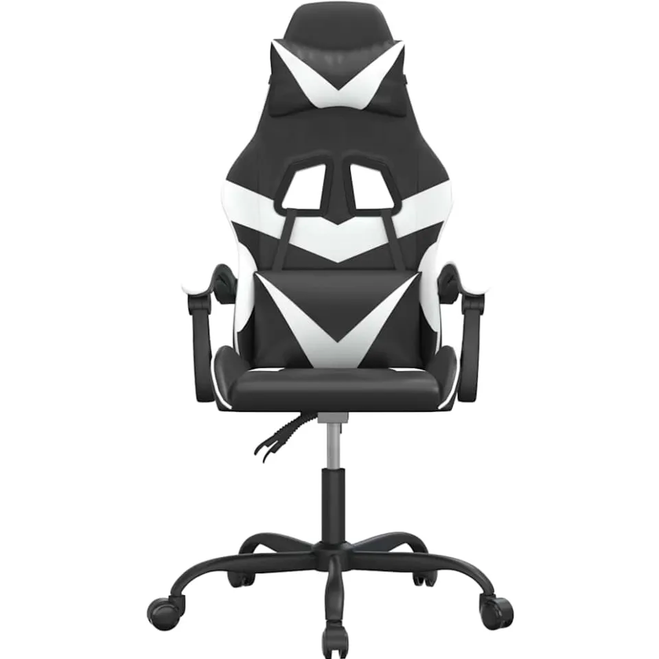 vidaXL Gamestoel draaibaar kunstleer zwart en wit