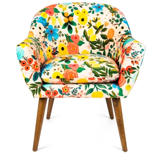 Excelsa Fauteuil Excelsa Fiori Frida 70,5x65x83 cm Hout En Polyester Veelkleurig