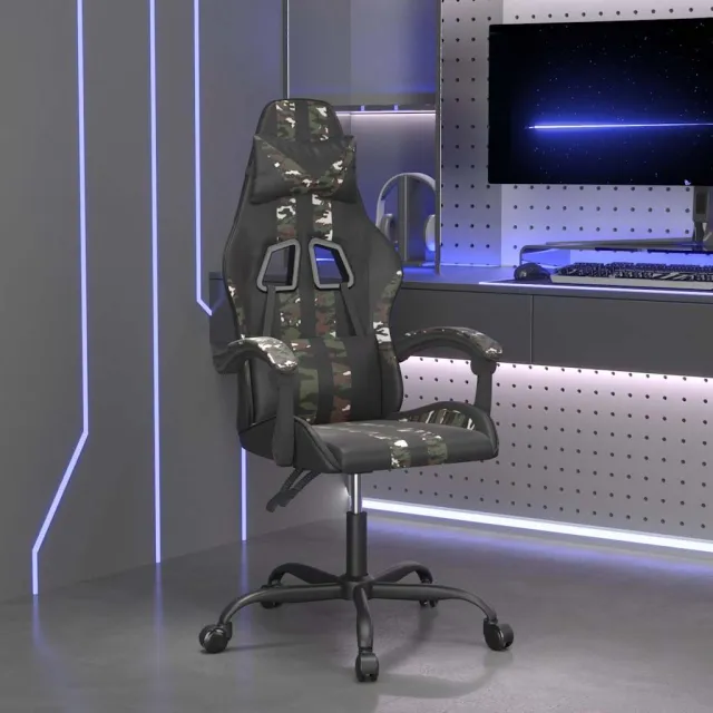 vidaXL Gamestoel draaibaar kunstleer zwart en blauw, foto 2