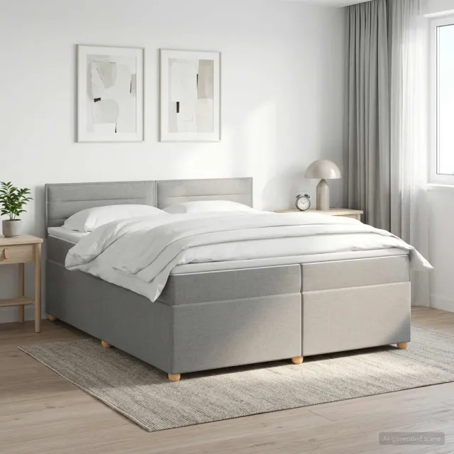 vidaXL Boxspringbed met matras Lichtgrijs 200 x 200 cm Stof