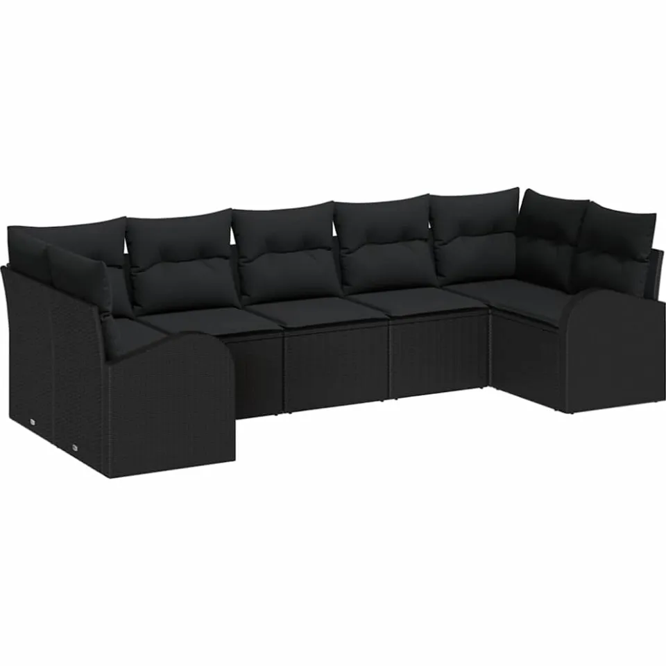 vidaXL Tuinbankenset 7 st Zwart poly rattan