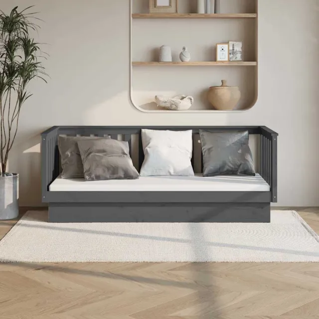 vidaXL Slaapbank 75x190 cm massief grenenhout grijs