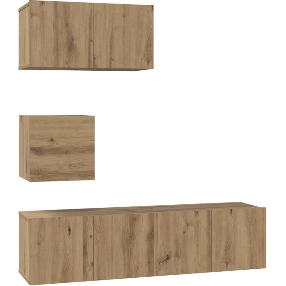 vidaXL Tv-meubelset 4 st Artisan Eiken Bewerkt hout, foto 3