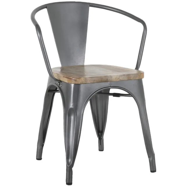 Bolero Bistro Curve Armstoelen Met Houten Zitting Donkergrijs (4 stuks)