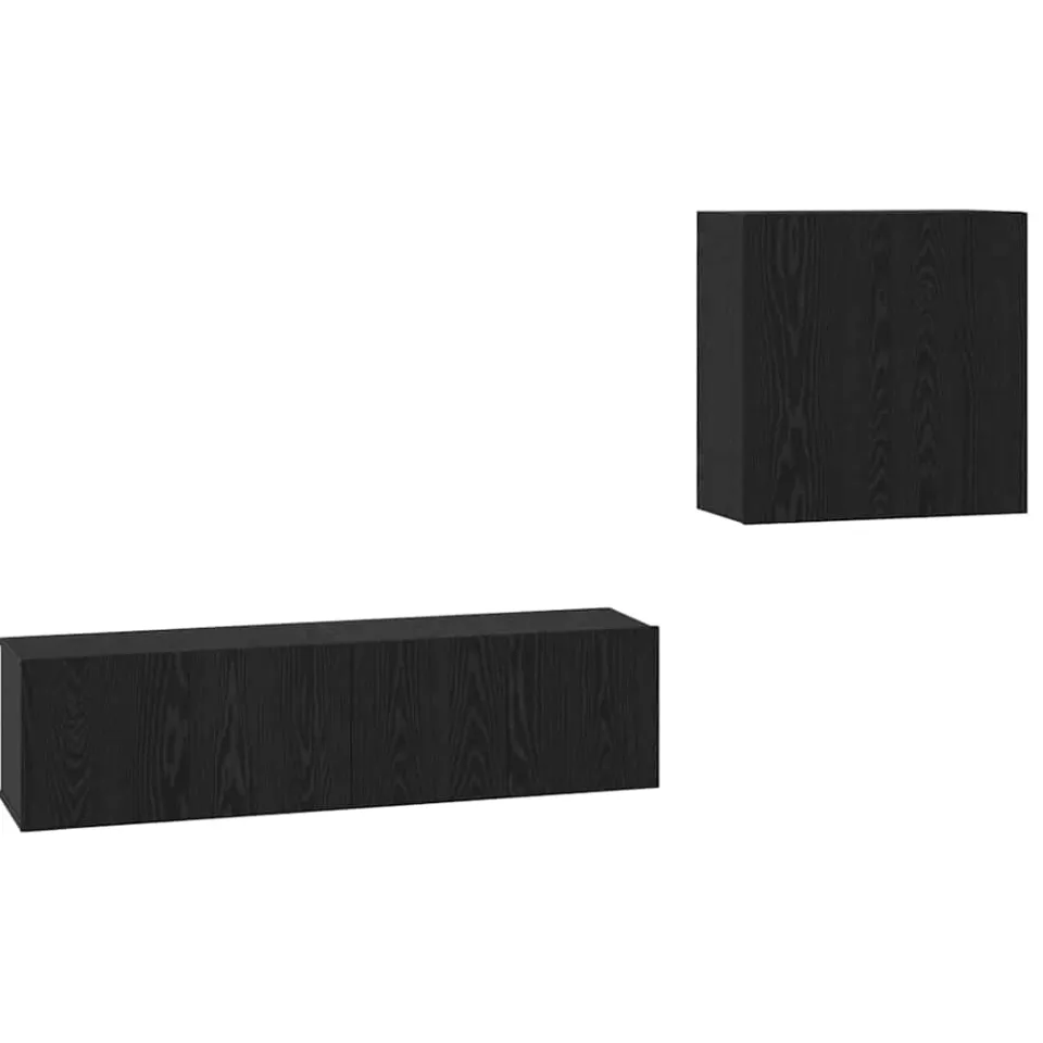 vidaXL Tv-meubelset 4 st Zwart Eiken Bewerkt hout, foto 3