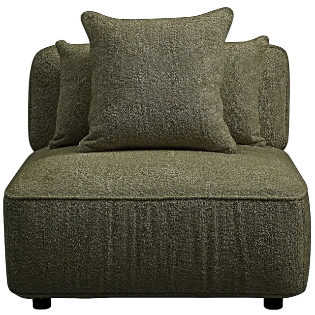 Vente-unique Fauteuil in kakigroene boucléstof LELACO