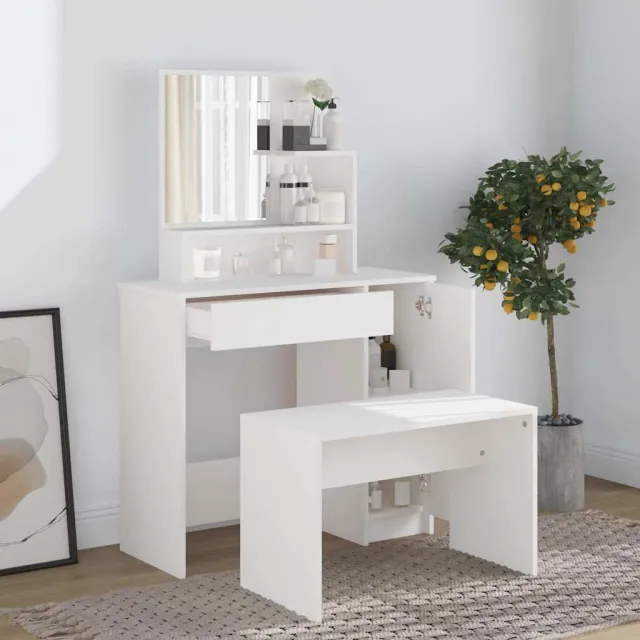 vidaXL Kaptafel met spiegel 86,5x35x136 cm wit, foto 3