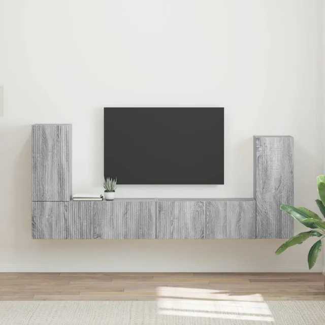 vidaXL Tv-meubelset 4 st Grijs Sonoma Bewerkt hout
