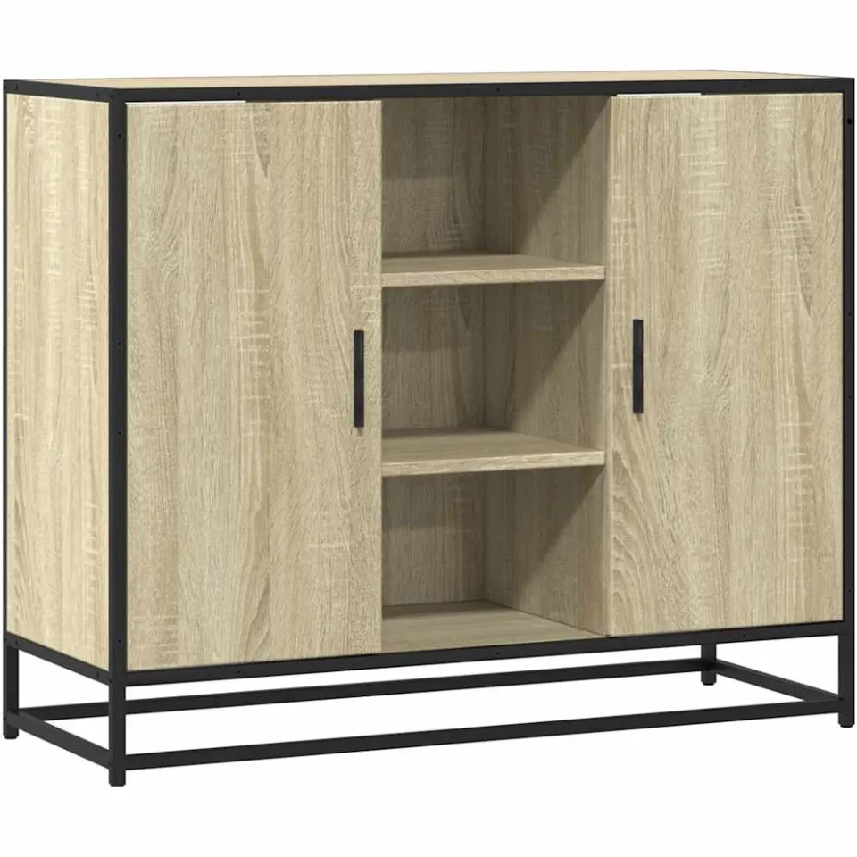 vidaXL Dressoir 92x35x76 cm bewerkt hout sonoma eikenkleurig, foto 3