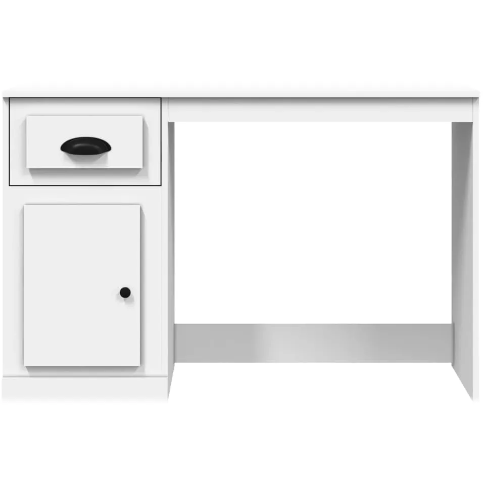 vidaXL Bureau met lade 115x50x75 cm bewerkt hout wit, foto 4