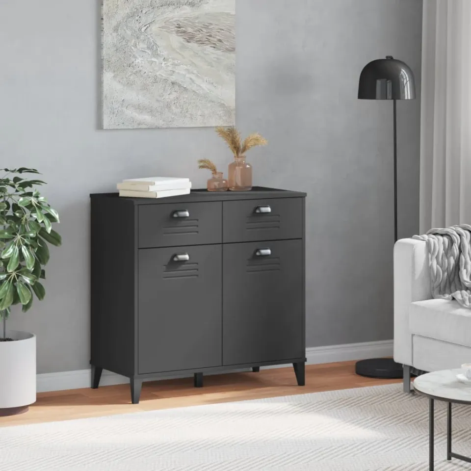 vidaXL Dressoir VIKEN 80x40x80 cm bewerkt hout antracietgrijs, foto 3