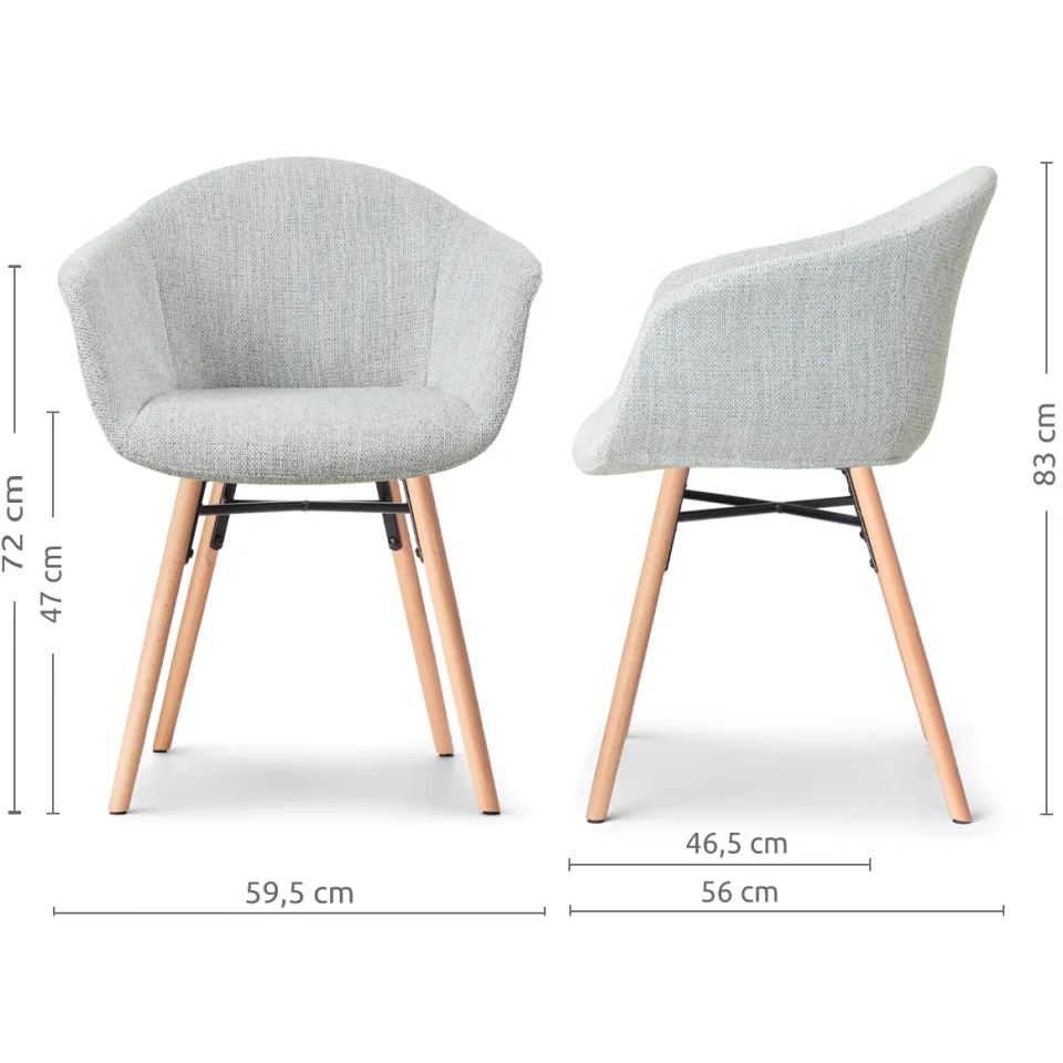 Nolon Nena-Otis eetkamerstoel grijs melange - houten onderstel, foto 3