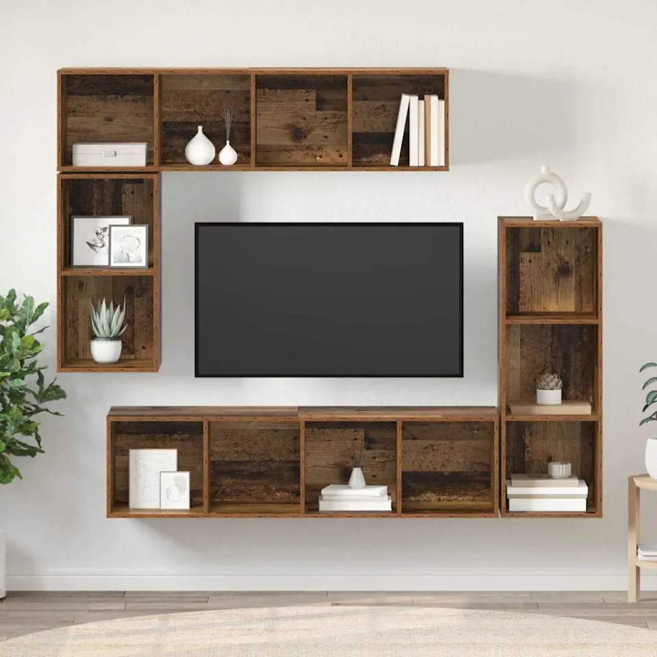 vidaXL Tv-meubelset 4 st 37 x 37 x 142,5 cm Oudhout bruin, foto 4
