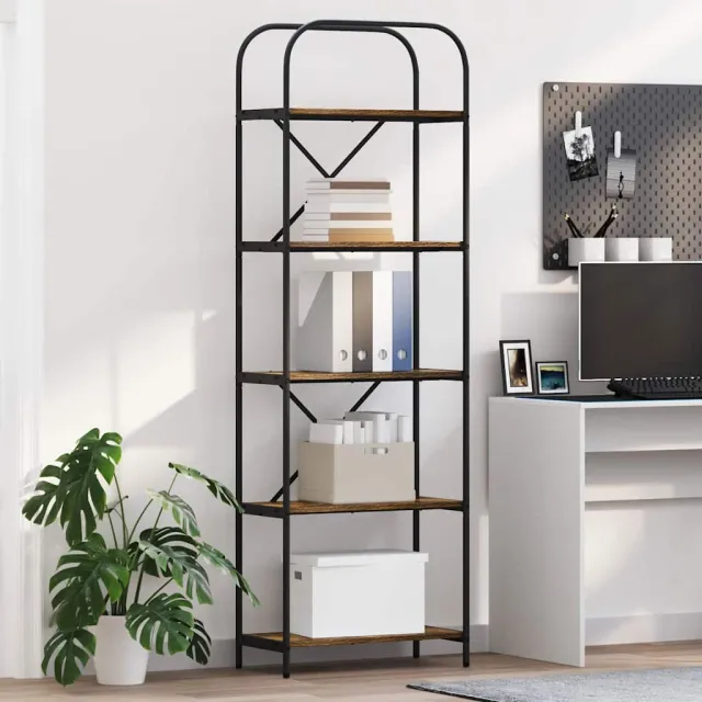 vidaXL Boekenkast 5-laags 60 x 30 x 183 cm Bewerkt hout Gerookt eiken, foto 2