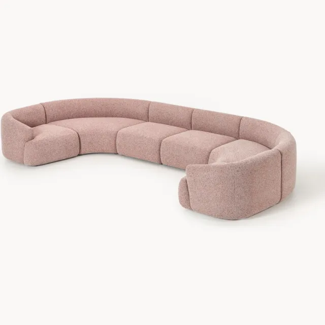 Westwing Collection Modulaire XL bouclé bankstel Sofia Wijnrood