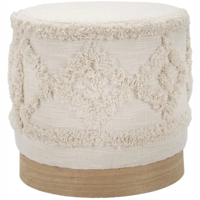 Mauro Ferretti Getufte ronde poef DAMASCO, Ø 40 cm Beige