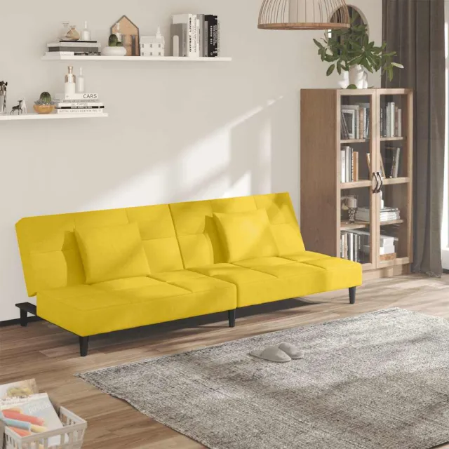 vidaXL Slaapbank 2-zits met 2 kussens fluweel geel