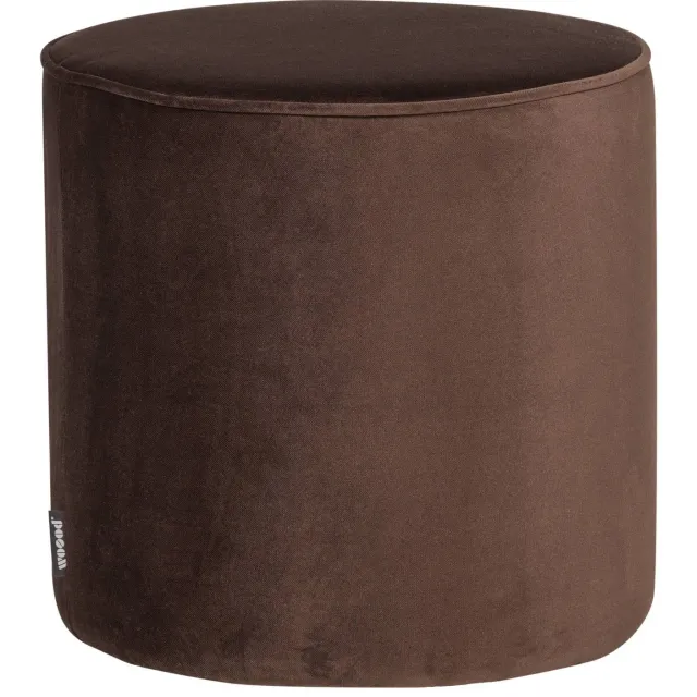 WOOOD Sara Poef Hoog - Velvet - Khaki - 46x46x46 dark brown