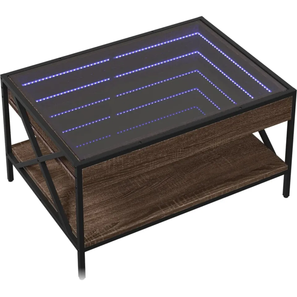 vidaXL Salontafel met Infinity LED 70x50x38 cm bruin eikenkleurig