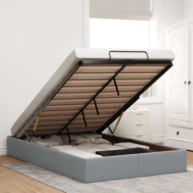 vidaXL Bedframe zonder matras 120x190 cm stof lichtgrijs grijs