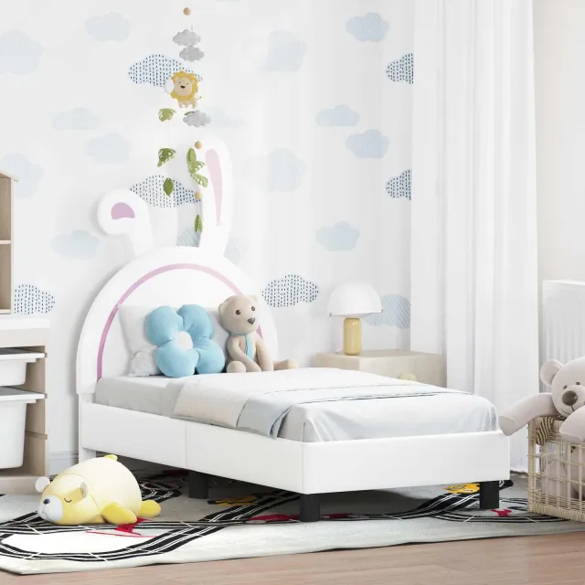vidaXL Peuterbedframe met hoofdbord Wit 70 x 140 cm PU