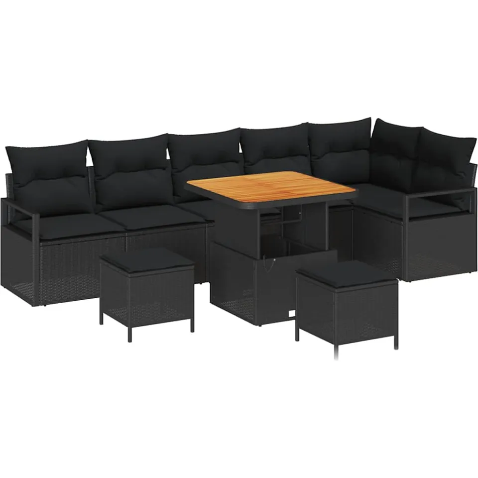 vidaXL Tuin Sofa Set 9 st Zwart Poly riet