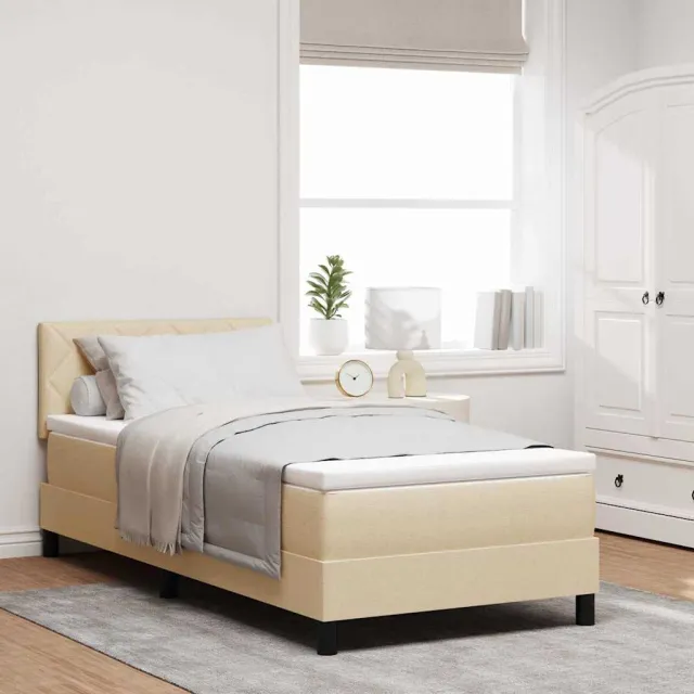 vidaXL Boxspring bed met kussen met hoofdeinde Crème 100 x 200 cm Stof