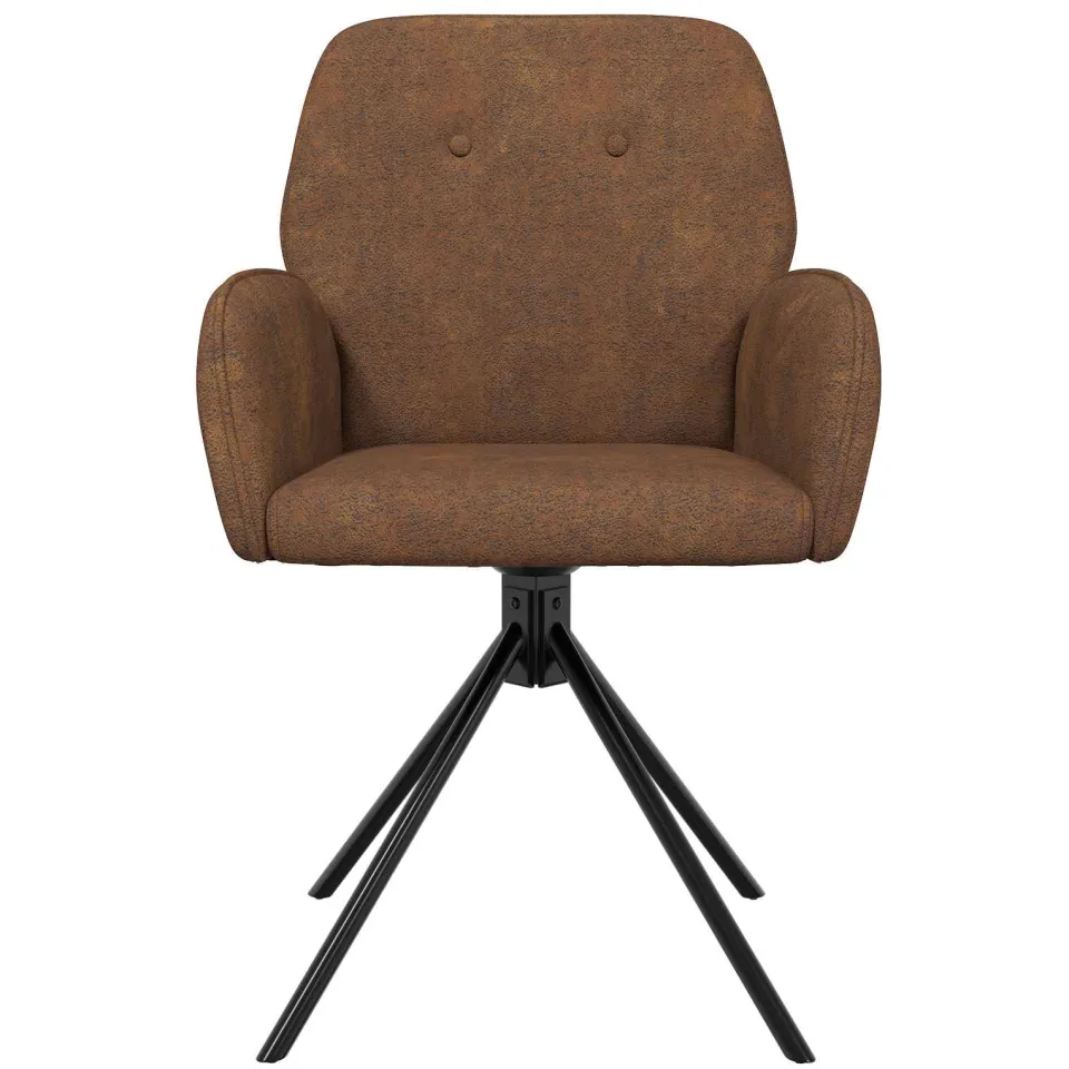 vidaXL Draai Eetstoelen 2 st Nep Suede Leer Bruin 54 x 55 x 86 cm