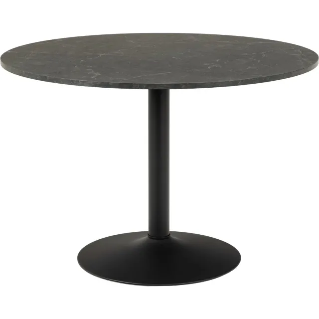 Woonexpress Eettafel Heeze - Marmer - Zwart - Ø 110 cm - 74 cm hoog - Rond - Eetkamertafel - Keukentafel