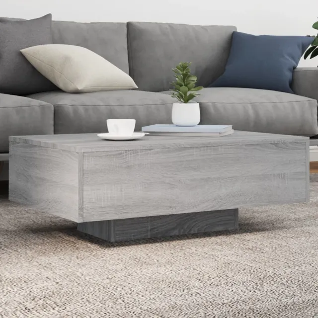vidaXL Salontafel met LED-verlichting 85x55x31 cm grijs sonoma eiken, foto 2