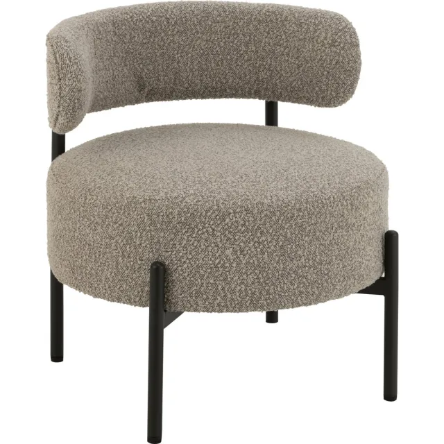 J-Line loungestoel Bouclé - multiplex/polyester - grijs/zwart