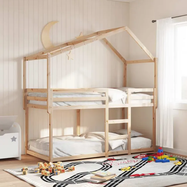 vidaXL Stapelbedframe zonder matras massief grenenhout 90x200 cm bruin