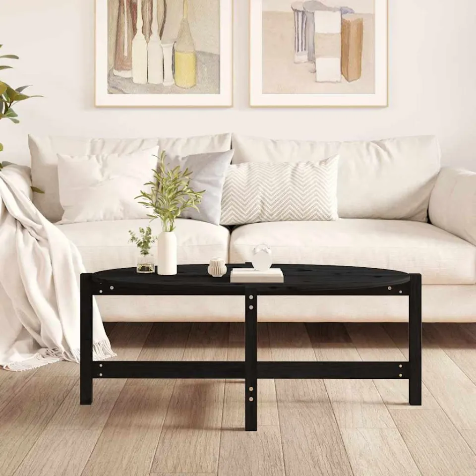 vidaXL Salontafel 118x63x45 cm massief grenenhout zwart, foto 3