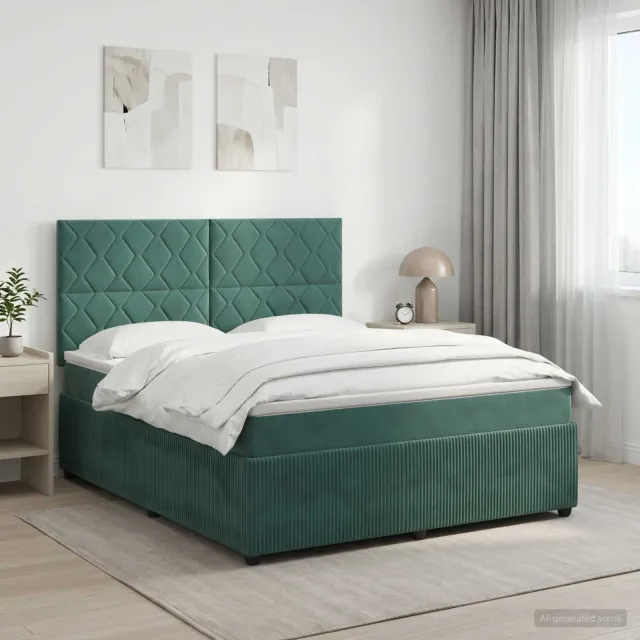 vidaXL Boxspringbed met matras Donkergroen 140 x 190 cm Fluweel