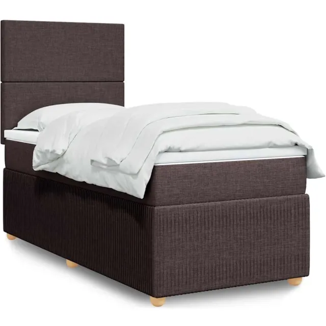 vidaXL Boxspring met matras stof donkerbruin 100x200 cm bruin