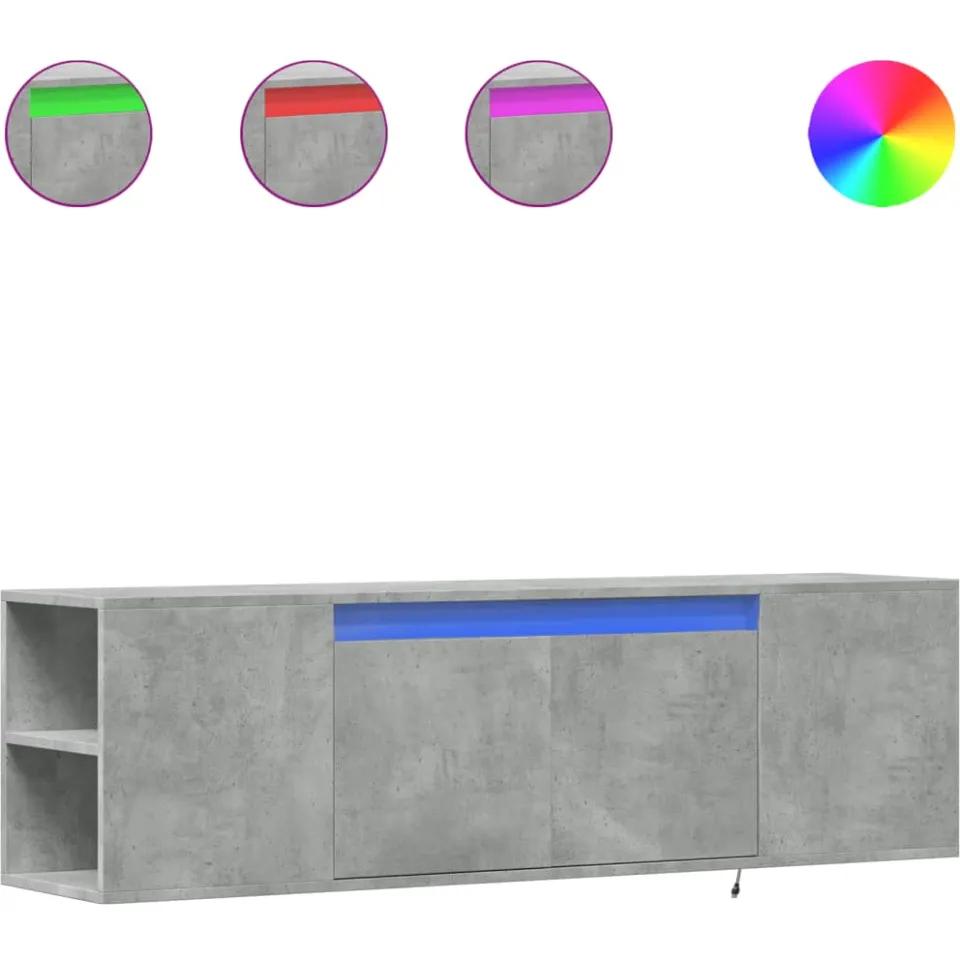 vidaXL Tv-wandmeubel met LED-verlichting 135x31x39,5 cm betongrijs grijs, foto 3