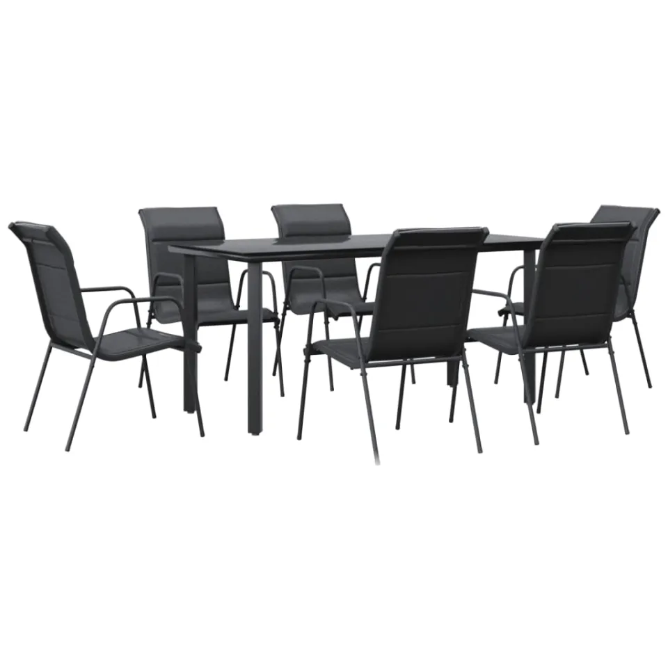 vidaXL 7-delige Tuinset textileen en staal zwart, foto 3