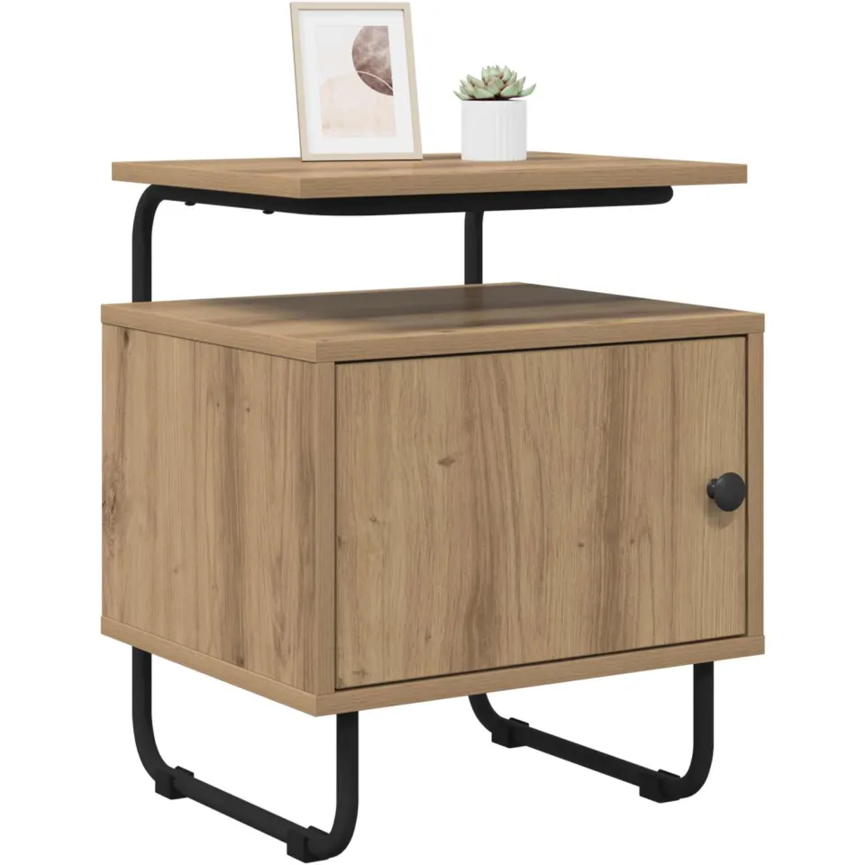 vidaXL Nachtkastje Artisanaal eiken 40 x 36,5 x 50 cm Bewerkt hout