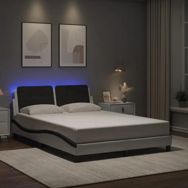 vidaXL Bedframe met LED zonder matras "Zadar" wit en zwart 120x200 cm